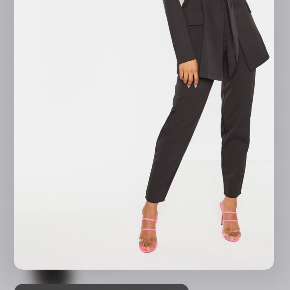 Tall Black Wide Leg Slim Cuff Suit Pants